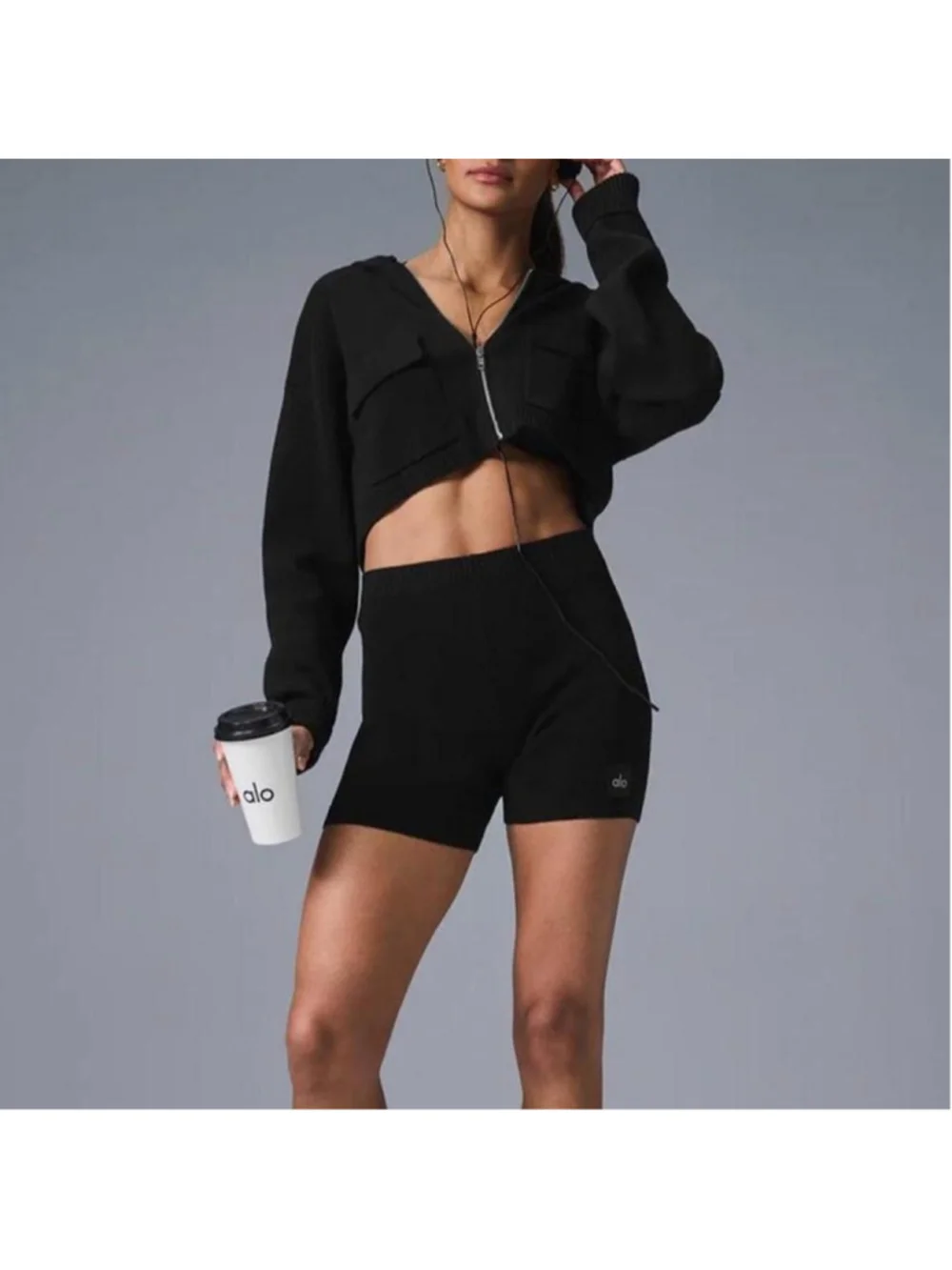 Alo Yoga Scholar Knit High-Waist Cotton Blend Short - Size XS